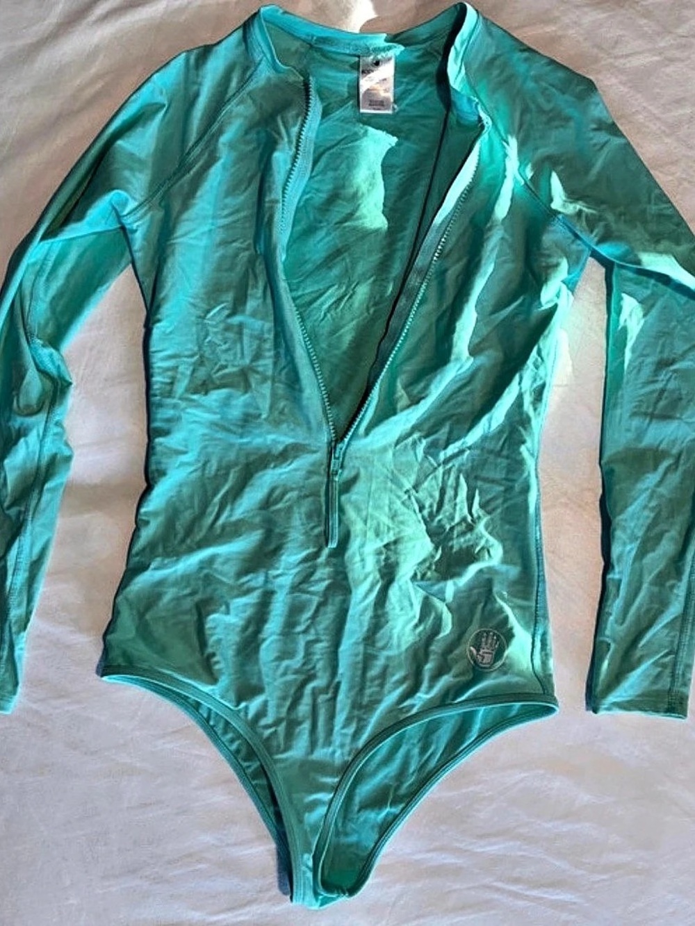 Body Glove Smoothies Channel Long Sleeve One-Piece Swimsuit Green Large